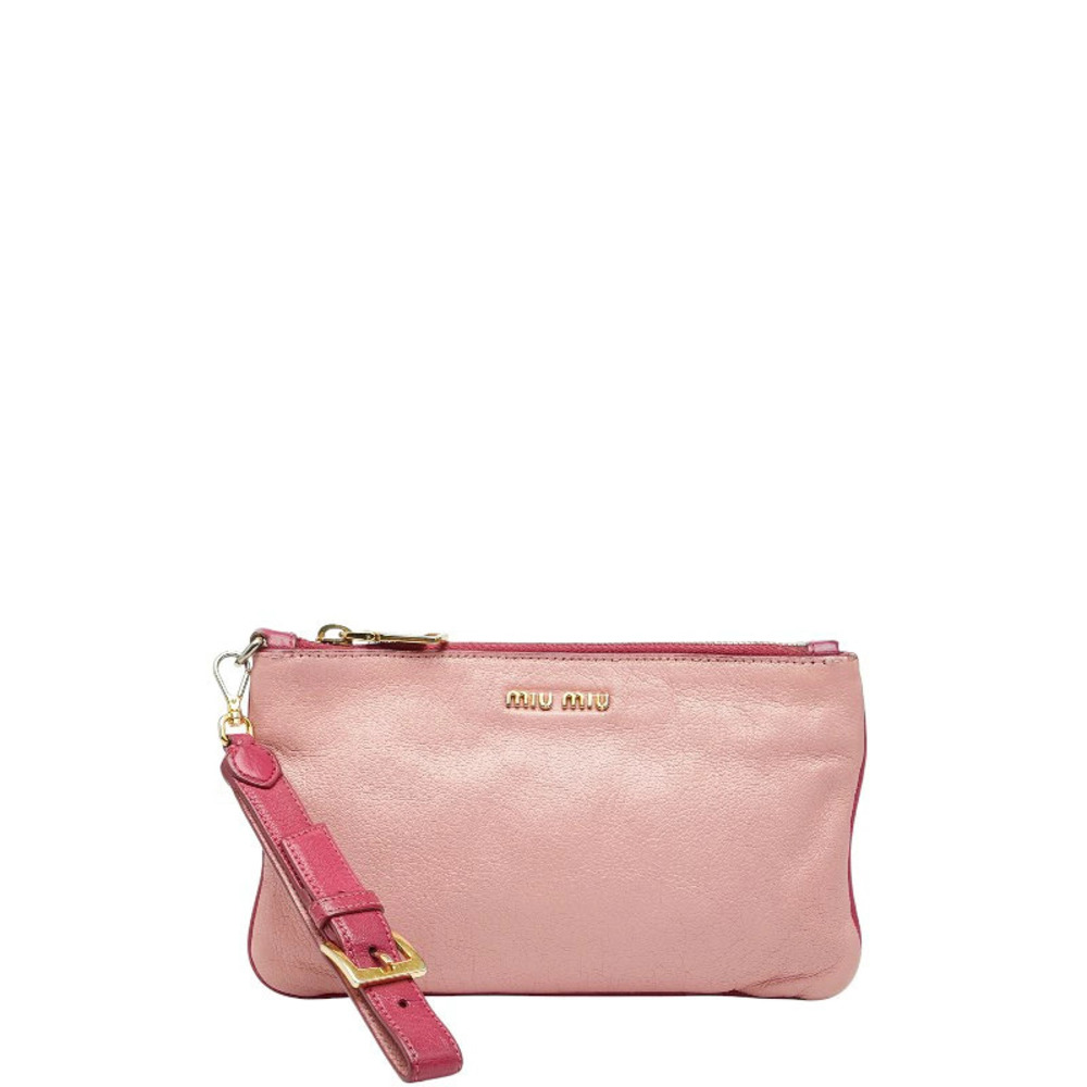Miu Miu goatskin Madras double zip crossbody bag Pink
